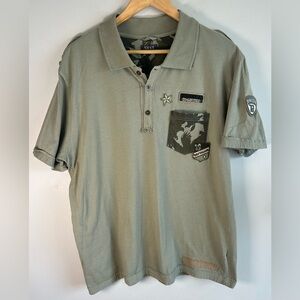 NEXT Mens Green Polo Shirt Size L Military Style General Battalion Union 72 RARE